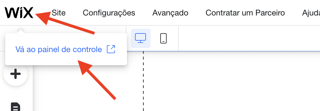 Wix site editor screenshot: 'Go to Dashboard' button